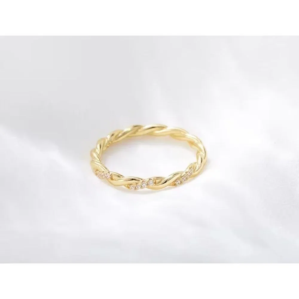 NEW 14k Gold Plated S925‎ Simulated Diamond Eternity Stacking Band Ring, Size 7